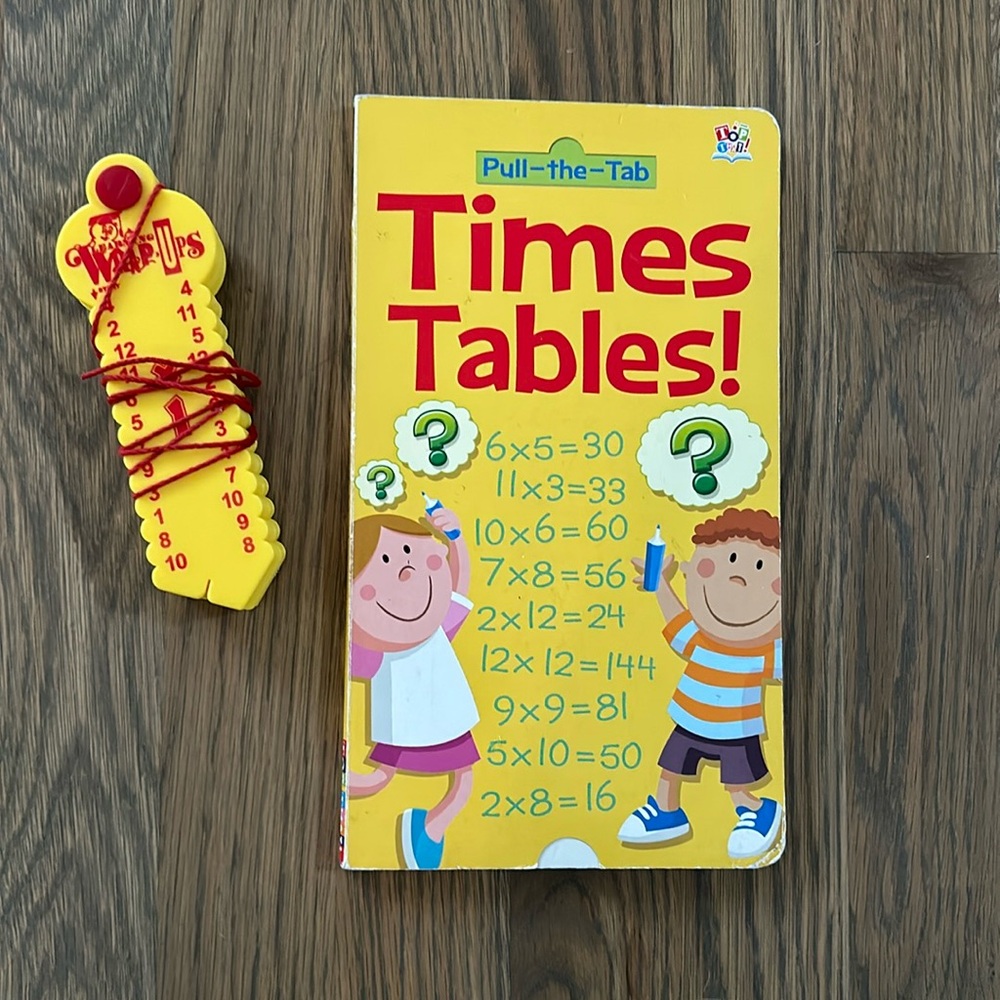 Pull-The-Tab Times Table Book Learning Wrap-Ups Keys Multiplication Yellow Math